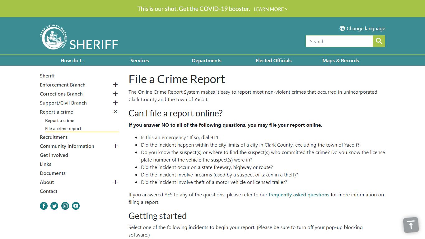 File a Crime Report | Clark County